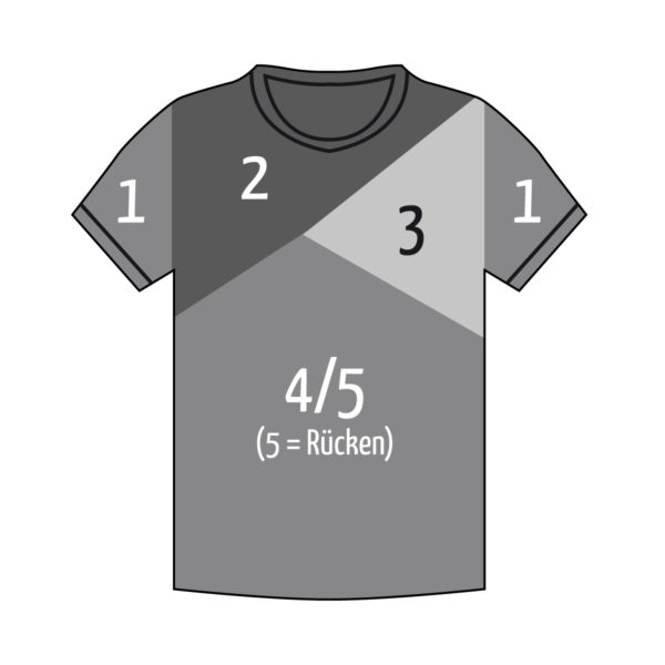 SturKnopf dreifarbiges T-Shirt Schaubild